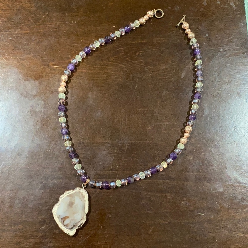💜💗⚪️ Purple & Rose Gold Fashion Agate Necklace ⚪️💗💜